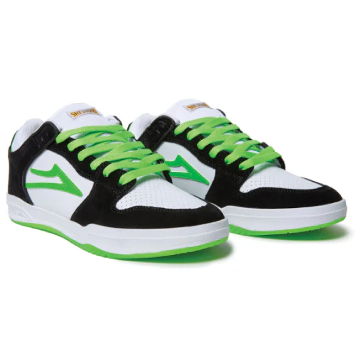 Lakai Telford Low SMU Skate Shoe - Black/White/Green - Image 2
