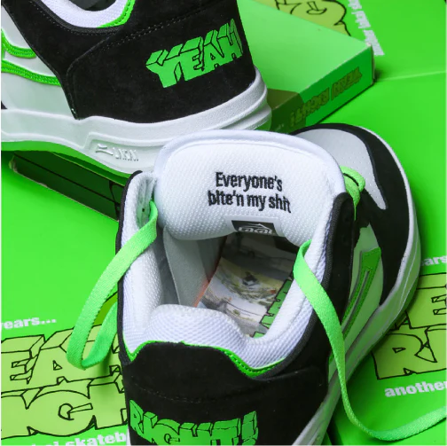 Lakai Telford Low SMU Skate Shoe - Black/White/Green - Image 4