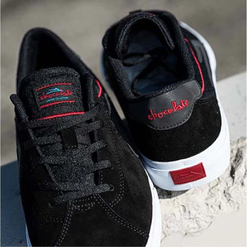 Lakai X Chocolate Flaco 2 Skate Shoe - Black/Red Suede - Image 2