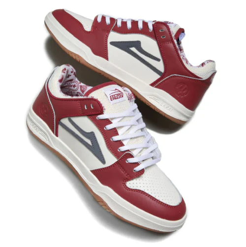 Lakai X Erased Telford Low SMU Skate Shoe - Dark Red/Cream Leather - Image 2