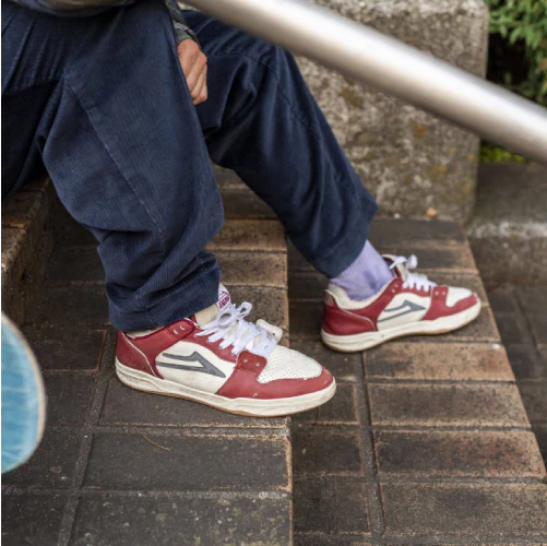 Lakai X Erased Telford Low SMU Skate Shoe - Dark Red/Cream Leather - Image 4