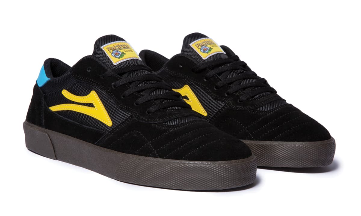 Lakai X Pacifico Cambridge Black, Cyan, Yellow, Gum Suede Skate Shoe - Image 2