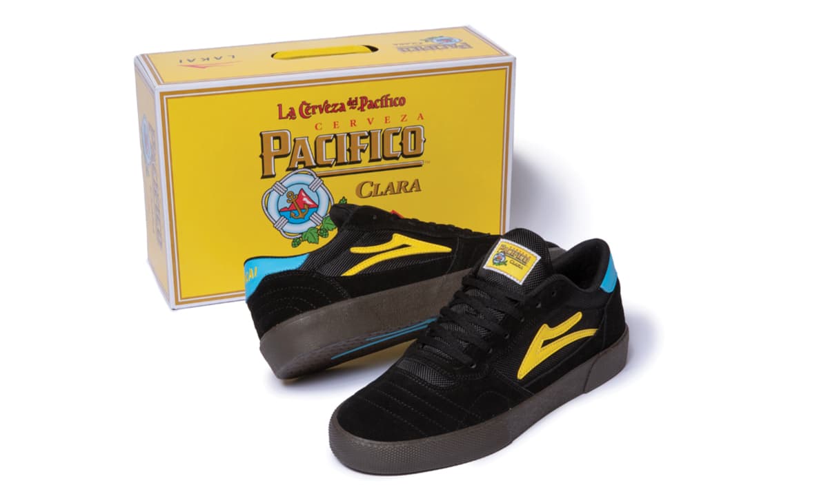 Lakai X Pacifico Cambridge Black, Cyan, Yellow, Gum Suede Skate Shoe - Image 6