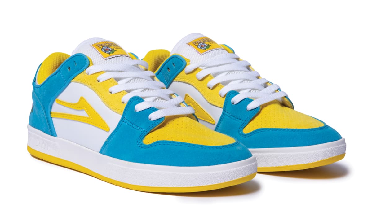Lakai X Pacifico Telford Low White, Yellow, Cyan Suede Skate Shoe - Image 2