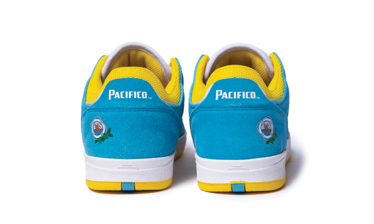 Lakai X Pacifico Telford Low White, Yellow, Cyan Suede Skate Shoe - Image 4