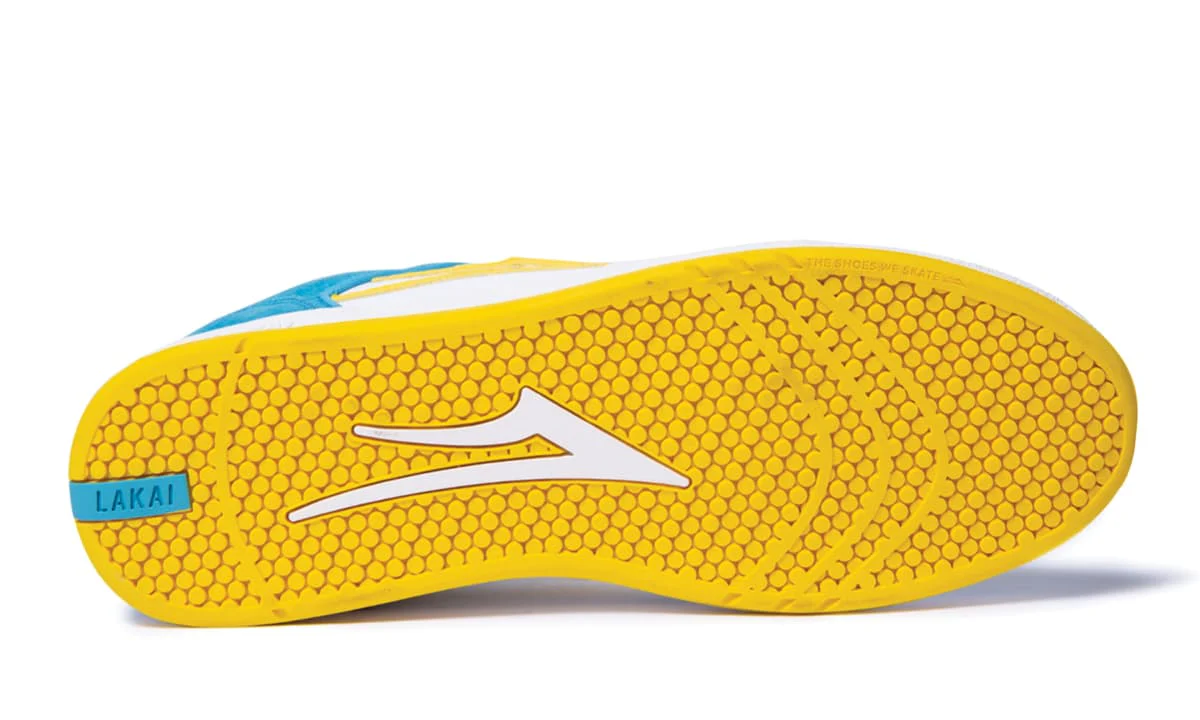 Lakai X Pacifico Telford Low White, Yellow, Cyan Suede Skate Shoe - Image 5