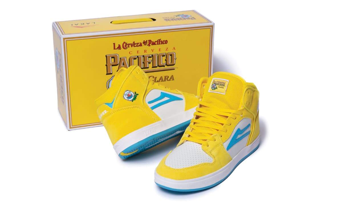 Lakai X Pacifico Telford Yellow, Cyan Suede Skate Shoe - Image 6