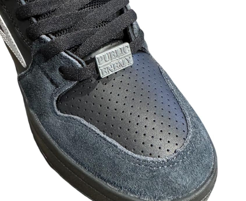 Lakai X Public Enemy Telford Low Skate Shoe - Black/Charcoal Suede - Image 4