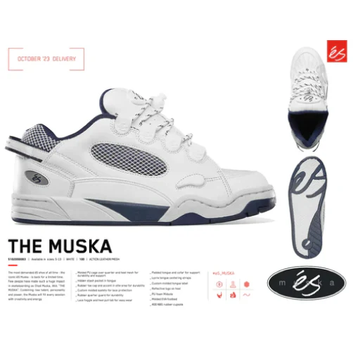 eS Muska Limited Reissue Skate Shoe - White/Navy - Image 2