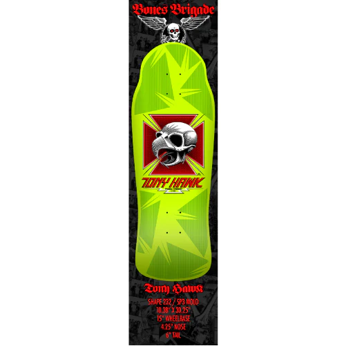 *LIMITED* Powell Peralta Bones Brigade Series 15 TONY HAWK Lime Deck 10.38" - Image 4