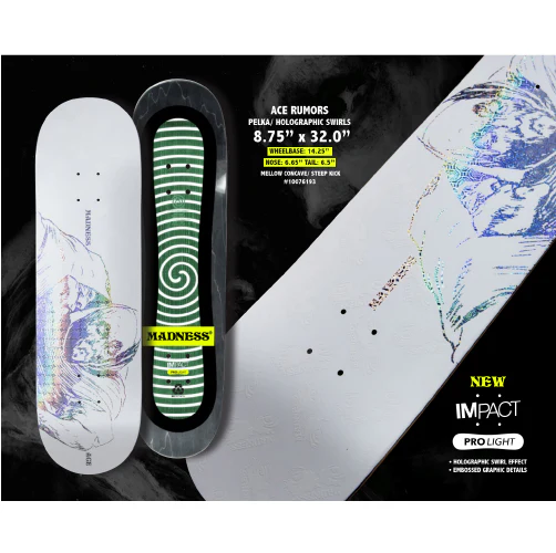 Madness Ace Rumors Impact Light Holographic Skateboard Deck 8.75" - Image 4