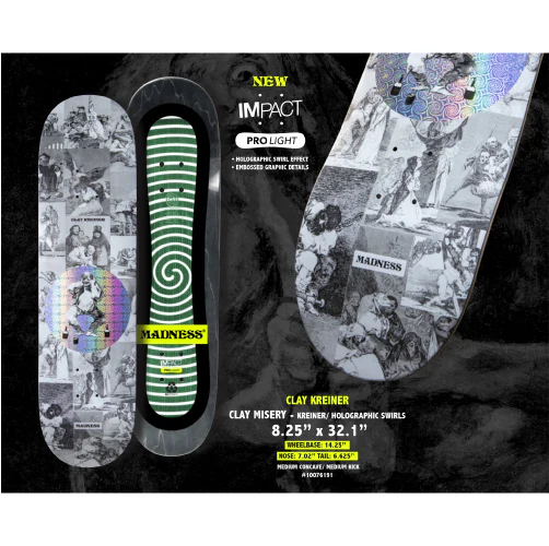Madness Clay Misery Impact Light Holographic Skateboard Deck 8.25" - Image 4