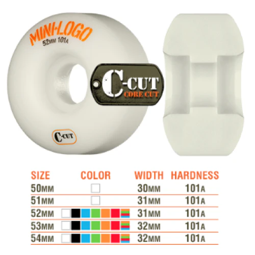 Mini Logo Skateboard C-cut Wheels Multi 53MM 101A - Image 4