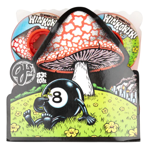 OJ Erick Winkowski Mushroom Elite EZ EDGE Skateboard Wheels Orange Swirl 53MM 101A - Image 4