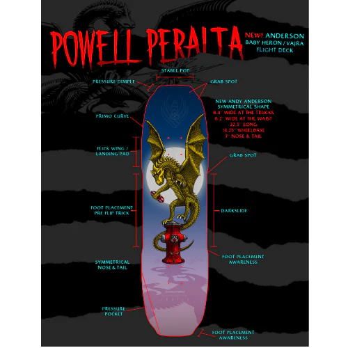 Powell Peralta Anderson Baby Heron Vajra Flight Skateboard Deck 8.4" - Image 3