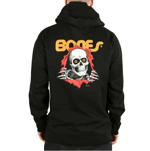Powell Peralta Bones Ripper Midweight Hooded Sweatshirt - Black - Image 2
