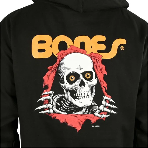Powell Peralta Bones Ripper Midweight Hooded Sweatshirt - Black - Image 5