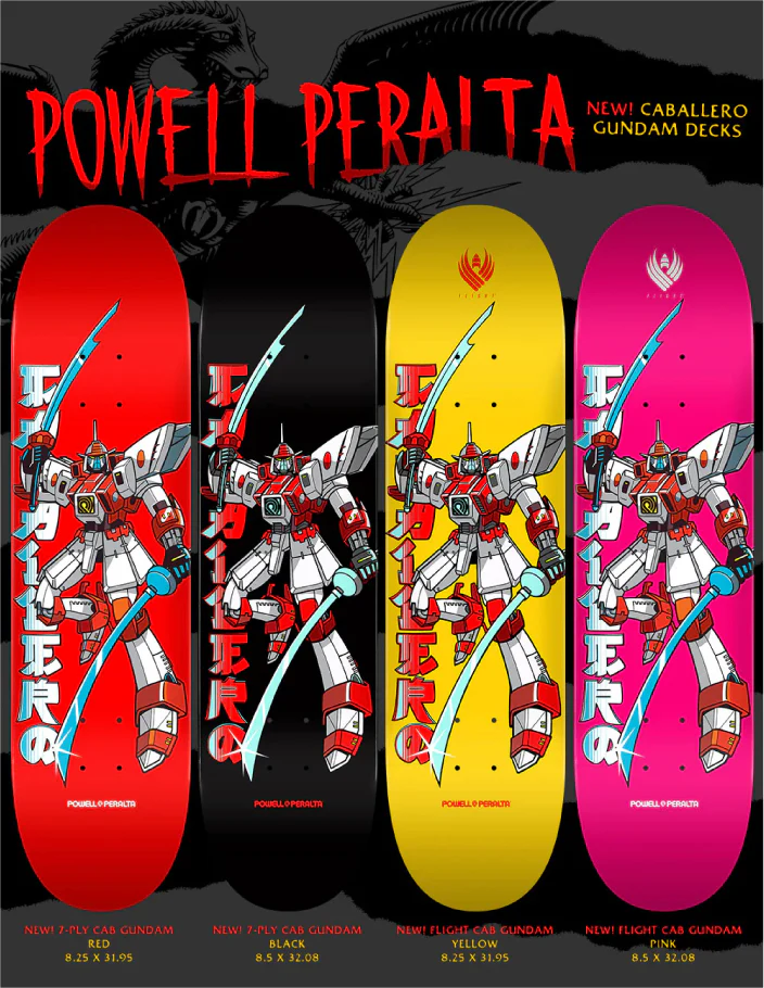 Powell Peralta Caballero Gundam Skateboard Deck Black 8.5" - Image 3