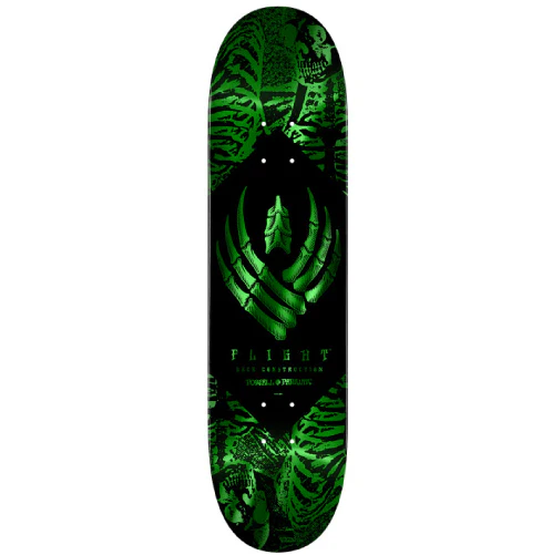 Powell Peralta Flight Skeleton Skateboard Deck Black/Green Foil 8.5"