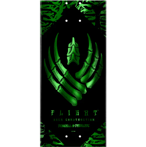 Powell Peralta Flight Skeleton Skateboard Deck Black/Green Foil 8.5" - Image 2