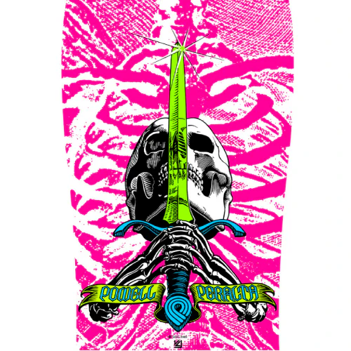 Powell Peralta GeeGah Skull and Sword Reissue Pink Skateboard Deck 9.75" - Image 2