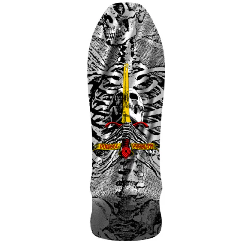 Powell Peralta GeeGah Skull and Sword Reissue Skateboard Deck Silver Foil 9.75"