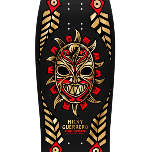 Powell Peralta Guerrero Mask Reissue Skateboard Deck Black/Gold Foil 10" - Image 2