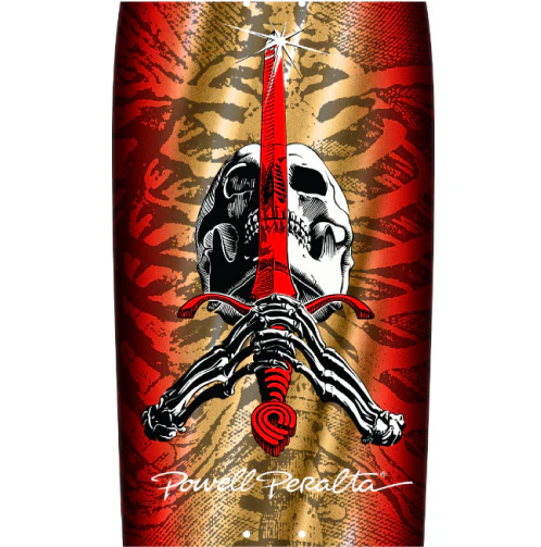 Powell Peralta OG Skull & Sword Skateboard Deck Gold Foil 10" - Image 2