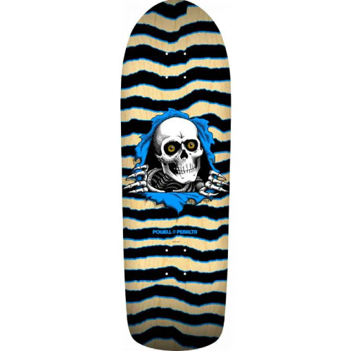 Powell Peralta Old School Ripper Natural, Blue Reissue Skateboard Deck 9.89"