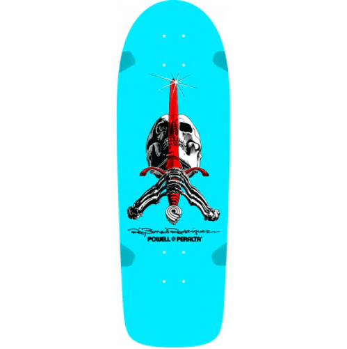 Powell Peralta Ray Rodriguez OG Skull and Sword Light Blue Reissue Skateboard Deck 10"