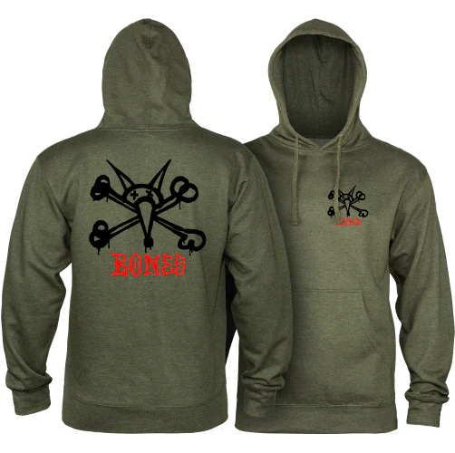 Powell Peralta Rat Bones Hoodie - Army Heather - Image 3