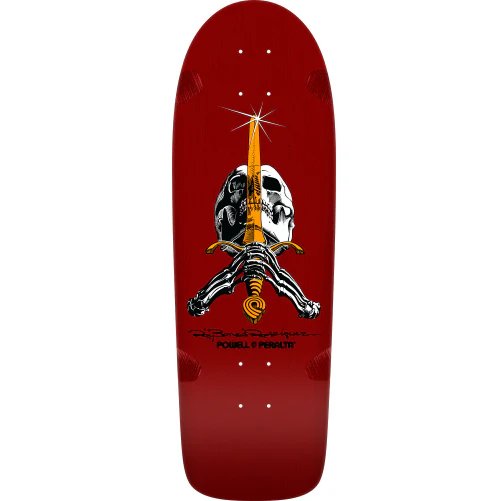 Powell Peralta Ray Rodriguez OG Skull & Sword Burgundy Reissue Skateboard Deck 10.0"