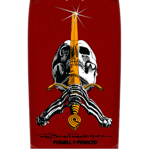 Powell Peralta Ray Rodriguez OG Skull & Sword Burgundy Reissue Skateboard Deck 10.0" - Image 2