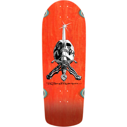 Powell Peralta Ray Rodriguez OG Snub Skull & Sword Orange Stain Reissue Skateboard Deck 10"
