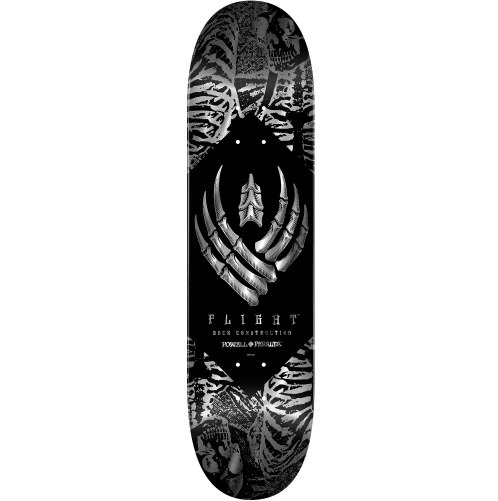 Powell Peralta Flight Skeleton Skateboard Deck Black/Silver Foil 8.25"