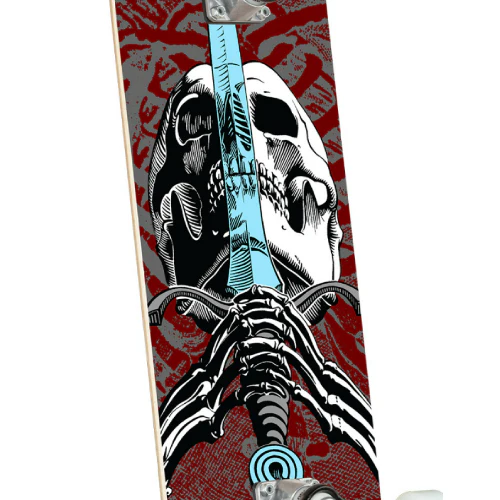 Powell Peralta Skull & Sword One Off Complete Skateboard Burgundy 7.5" - Image 2