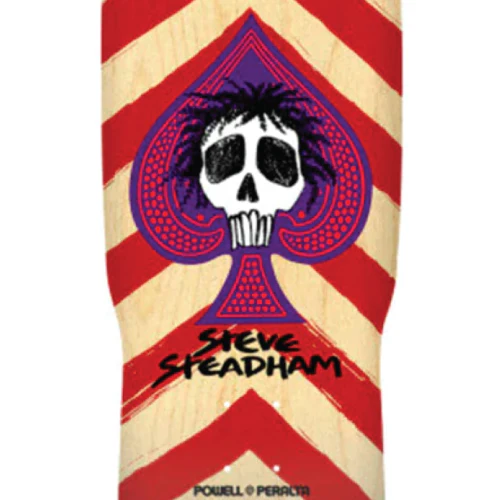 Powell Peralta Steve Steadham Skull & Spade Red/Natural Reissue Skateboard Deck 10" - Image 2
