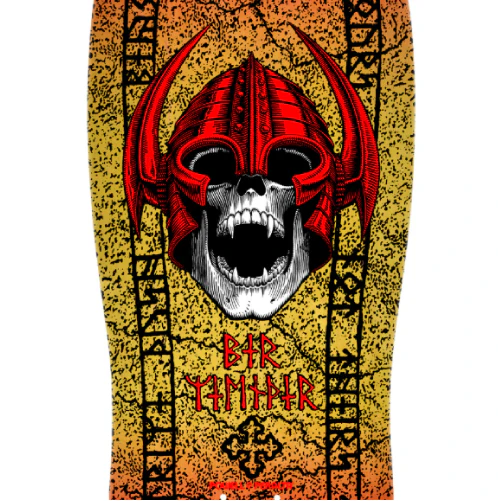 Powell Peralta Welinder Nordic Skull Reissue Skateboard Deck Red/Yellow Fade 9.625" - Image 2