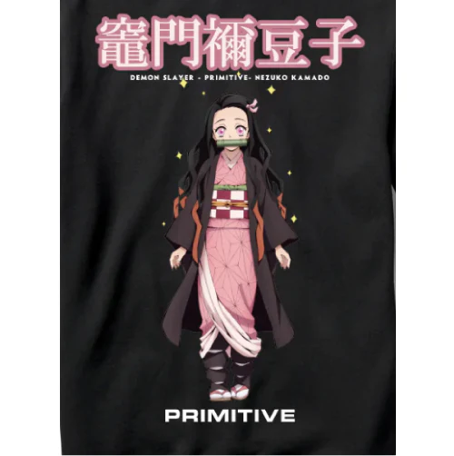 Primitive X Demon Slayer Nezuko Kamado Hooded Sweatshirt - Black - Image 3