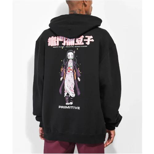Primitive X Demon Slayer Nezuko Kamado Hooded Sweatshirt - Black - Image 4