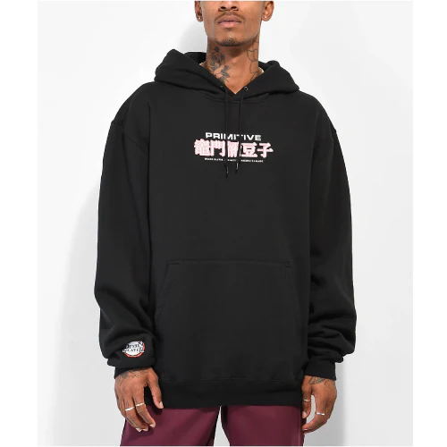 Primitive X Demon Slayer Nezuko Kamado Hooded Sweatshirt - Black - Image 5