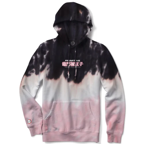 Primitive X Demon Slayer Nezuko Kamado Hooded Sweatshirt - Washed Black White Pink - Image 2