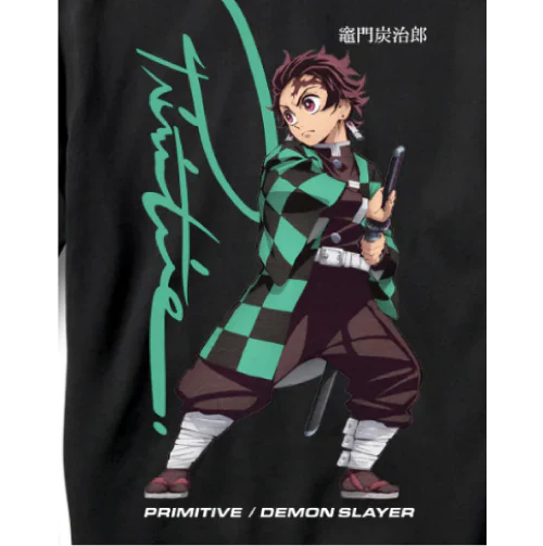 Primitive X Demon Slayer Tanjiro Hooded Sweatshirt - Black - Image 4