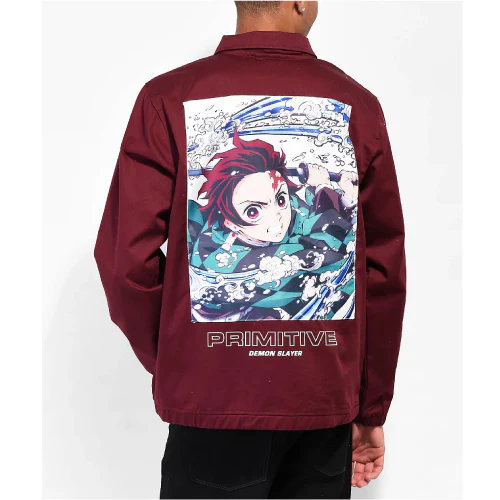 Primitive X Demon Slayer Tanjiro Utility Jacket - Burgundy - Image 4