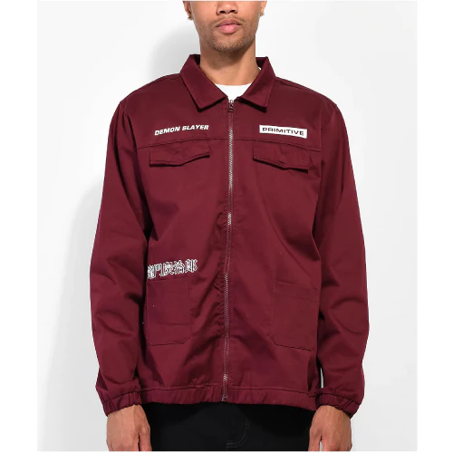 Primitive X Demon Slayer Tanjiro Utility Jacket - Burgundy - Image 5