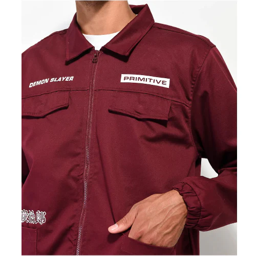 Primitive X Demon Slayer Tanjiro Utility Jacket - Burgundy - Image 6