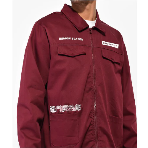 Primitive X Demon Slayer Tanjiro Utility Jacket - Burgundy - Image 7