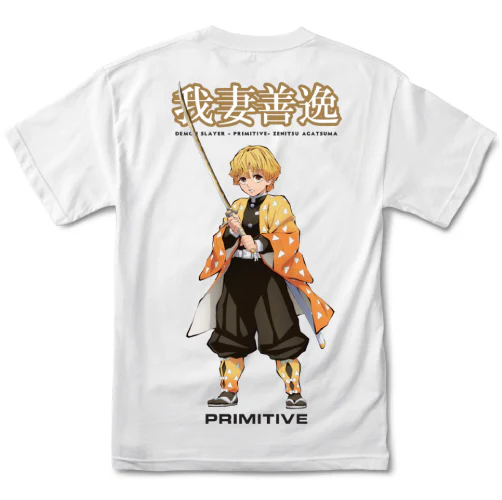 Primitive X Demon Slayer Zenitsu Agatsuma Tee White - Image 2