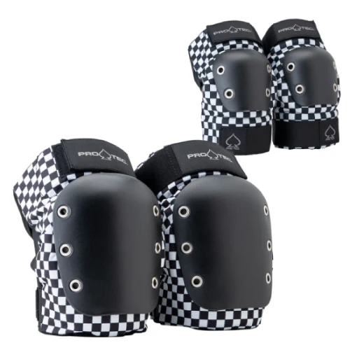 Pro-Tec Street Open Back Knee/Elbow Pad Set - Checker