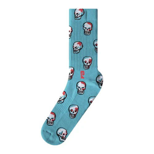 Psockadelic Skulls Blue Crew Socks - Image 3